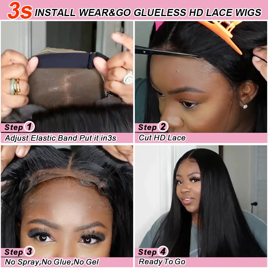 250% Real HD Lace Closure Wig 7X7/6X6/5X5 Closure Wig Pre Plucked Glueless 100% Human Hair Bone Straight Natural Wig For Woman