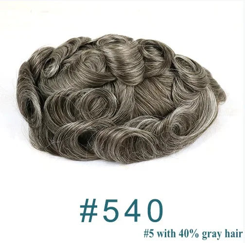 Natural Hairline 0.02mm Super Thin Skin 80-90%Density Invisible Men Toupee Light Brown Grey 1B80 Human Hair Capillary Prosthesis