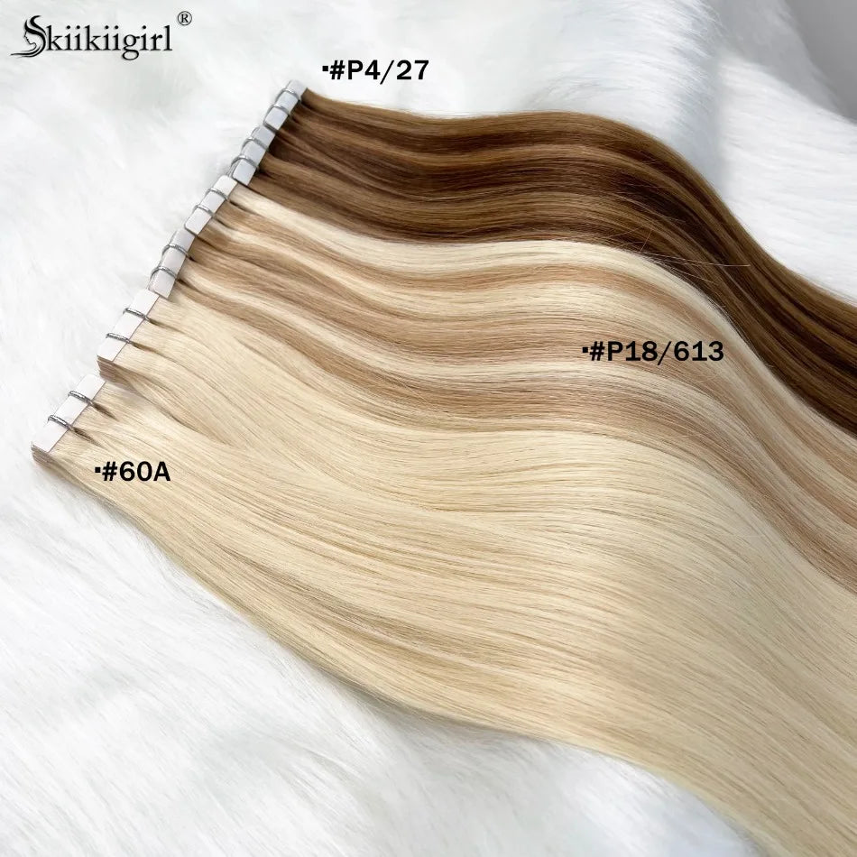 Kiikiigirl Invisible Feather Hair Extensions Feather Weft Hair Bundles Straight Blonde Human  Hair Weft 45cm 100strands