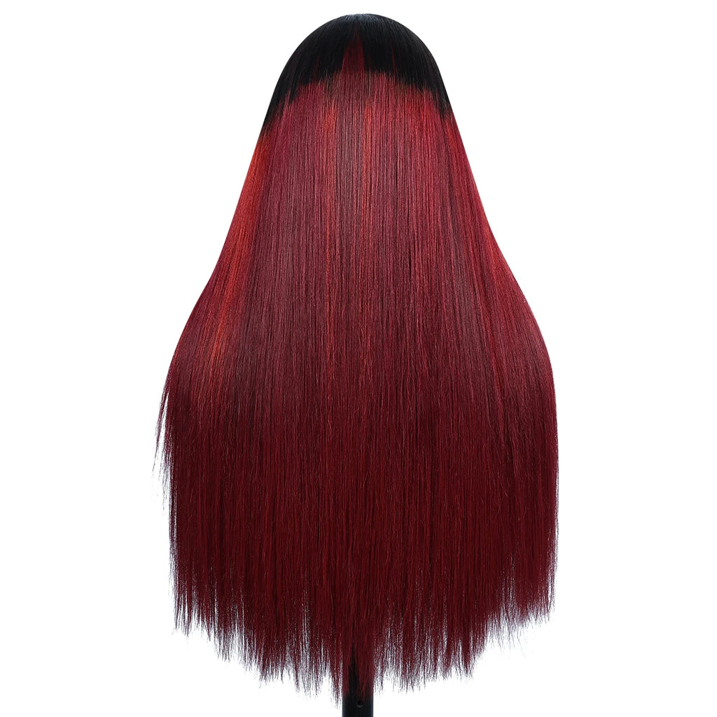 TB/118R Yaki Straight Lace Front Human Hair Wigs For Women High Density 5x5 Lace Front Wig Mixed Synthetic Human Hair Wig Sophie