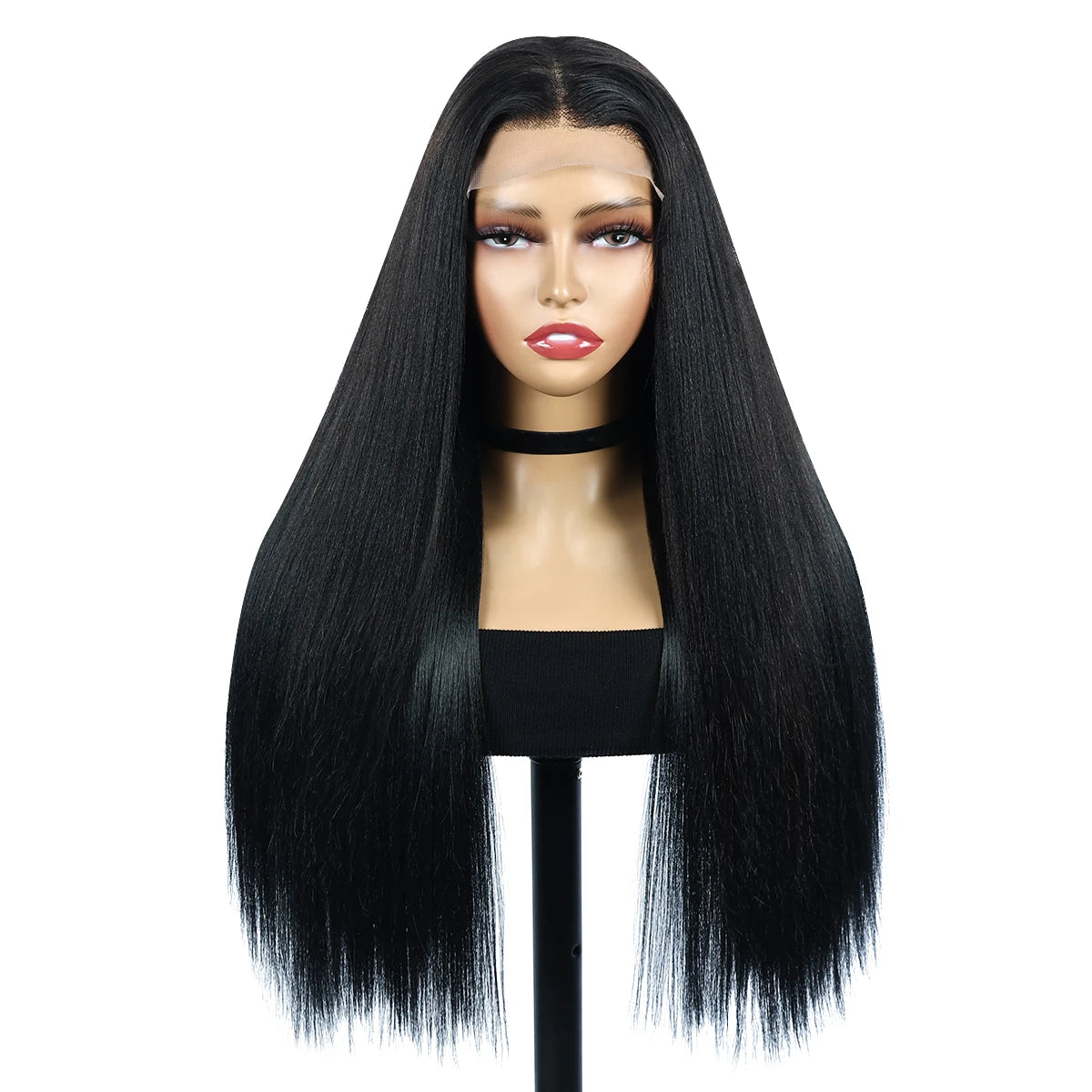 TB/118R Yaki Straight Lace Front Human Hair Wigs For Women High Density 5x5 Lace Front Wig Mixed Synthetic Human Hair Wig Sophie