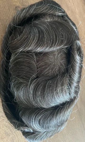 80%Density Old Man 1B80 Blonde Undetectable 0.02mm Ultra Thin Skin Vloop Men's Toupee Natural Hairline Microskin Hair System