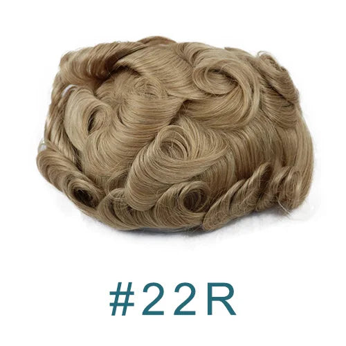 80%Density Old Man 1B80 Blonde Undetectable 0.02mm Ultra Thin Skin Vloop Men's Toupee Natural Hairline Microskin Hair System