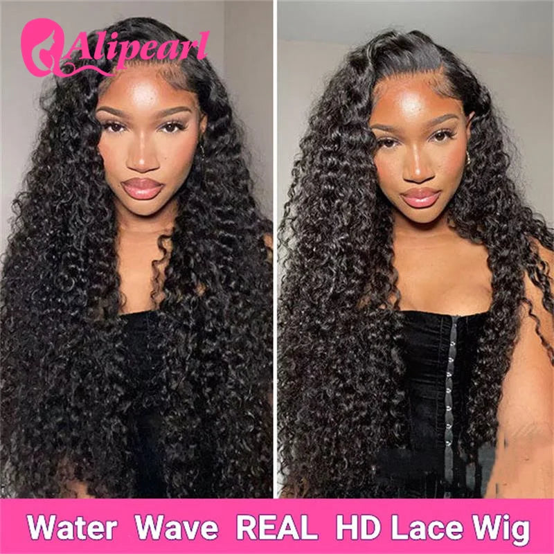AliPearl Hair Real HD Lace Front Human Hair Wigs Pre Plucked Water Wave 5x5 HD Transparent Lace Wigs Peruvian Hair For Woman