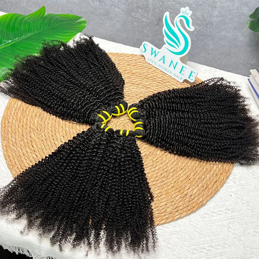 Raw Afro Kinky Curly Human Hair Bundles #1B Natural Black Virgin Curly 100% Soft Human Hair Weave Bundle Hair Extension Weft