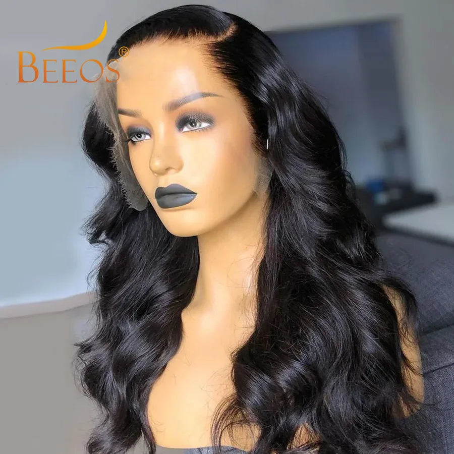 BEEOS 36in 250% Body Wave 13x6 HD Lace Frontal Wig Preplucked 13x4 HD Lace Frontal Human Hair Wigs For Women Melt Skin Brazilian