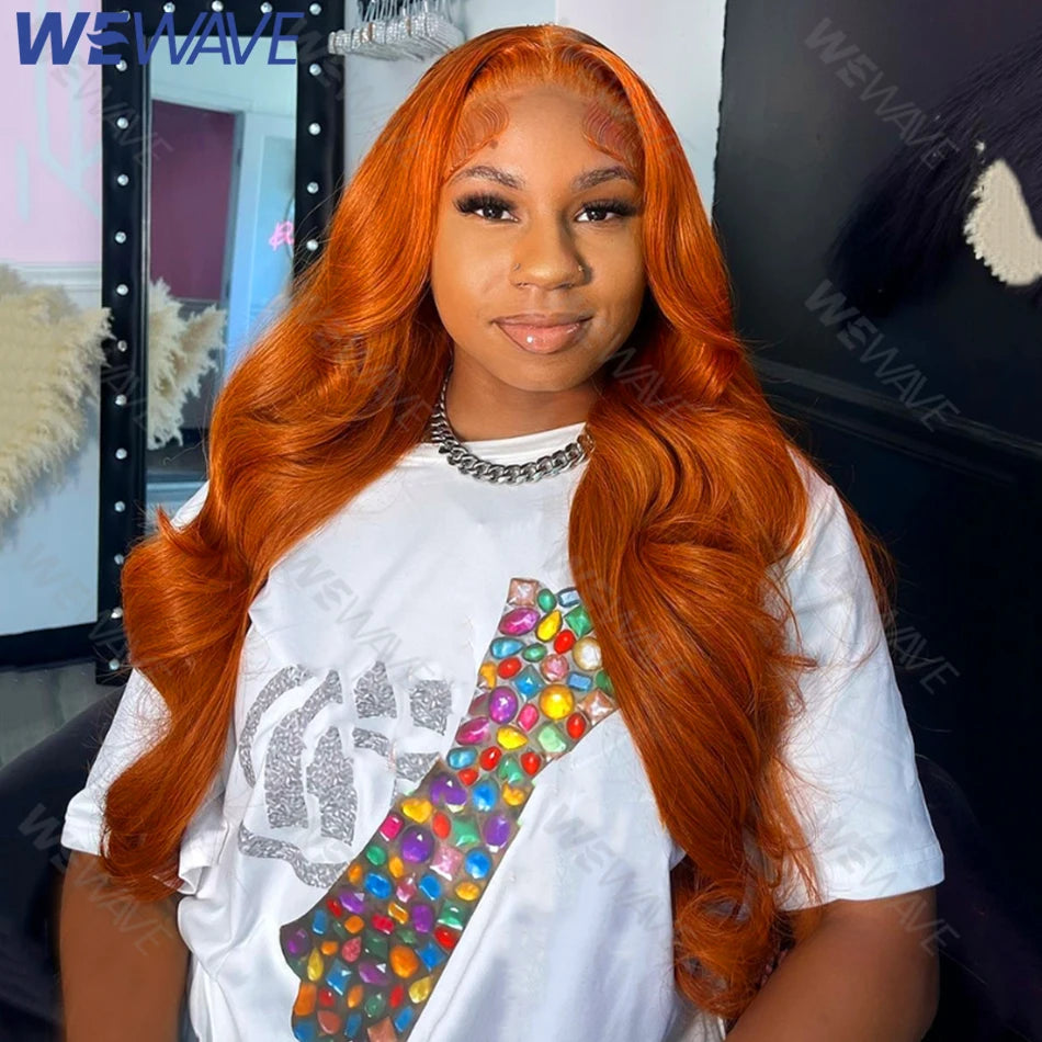 30 36 Inch Ginger Body Wave Human Hair Colored Wigs 13X6 Hd Lace Frontal Wig 13X4 Preplucked Lace Front Wigs For Women
