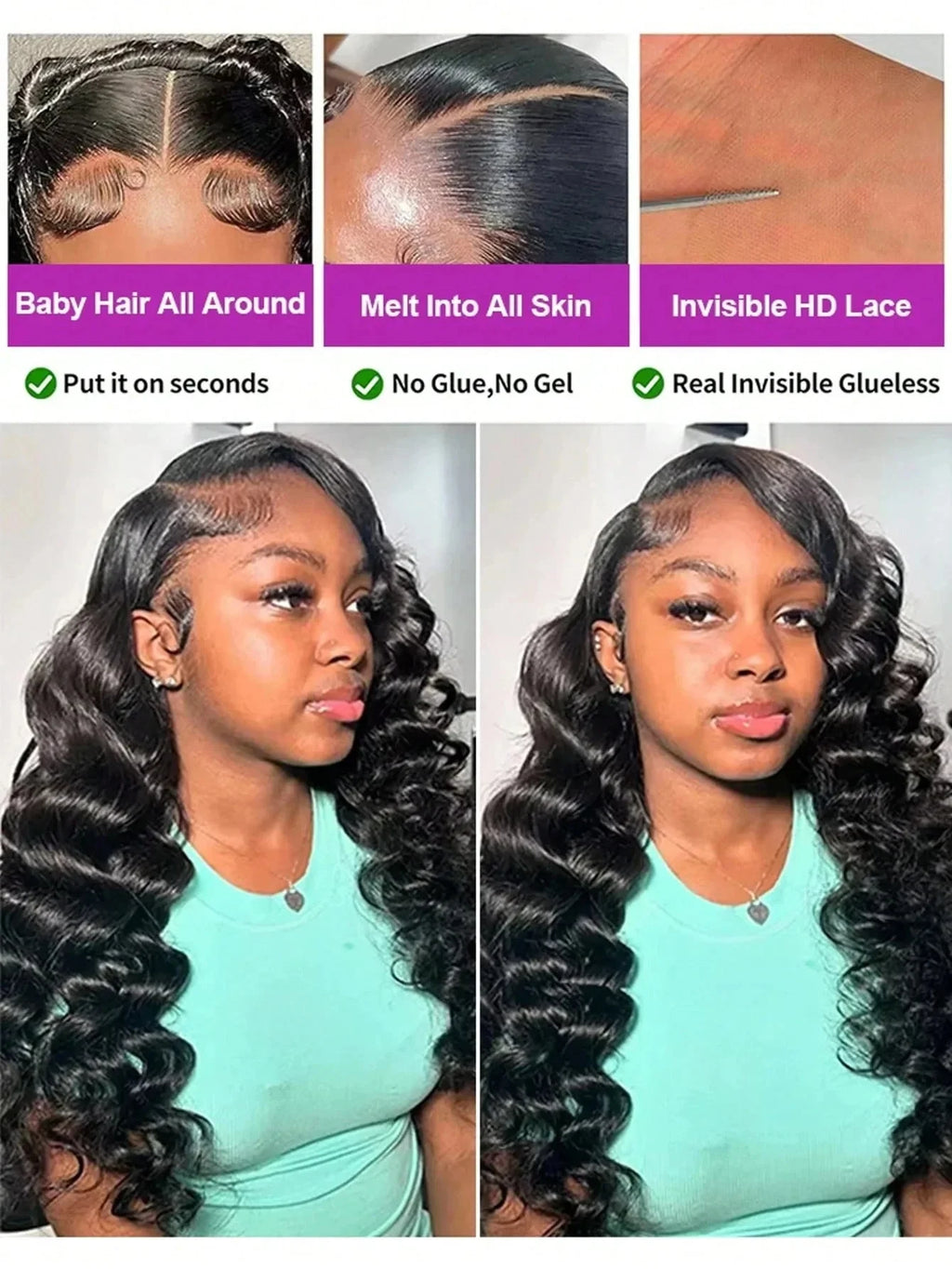 100% Human Hair Brazilian Deep Wave 300% Density 40 Inch Wigs Loose Water Wave Lace Front Wig 4x4 13x6 HD Lace Human Hair Wig