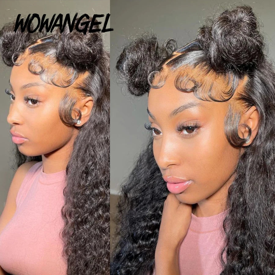 Wow Angel HD Lace Frontal Wigs 250% 13X6 Lace Front Wigs Water Wave HD Lace Closure Curly Wig Full Lace Human Hair Wig For Woman
