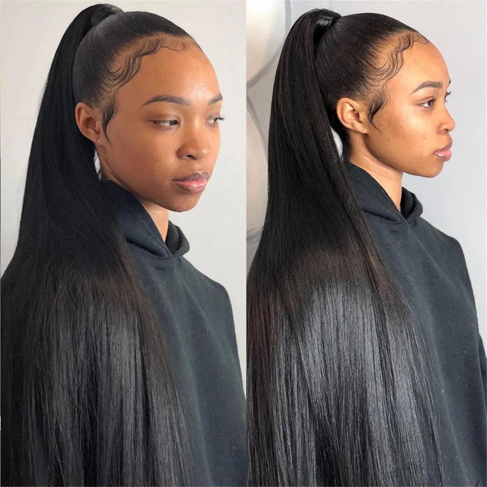 13x6 HD Full Lace Frontal Wigs 250% Invisible HD Lace Front Human Hair Wigs  Straight Melt Skins Pre Plucked Brazilian Hair Wig