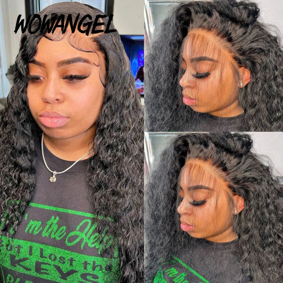 Wow Angel HD Lace Frontal Wigs 250% 13X6 Lace Front Wigs Water Wave HD Lace Closure Curly Wig Full Lace Human Hair Wig For Woman