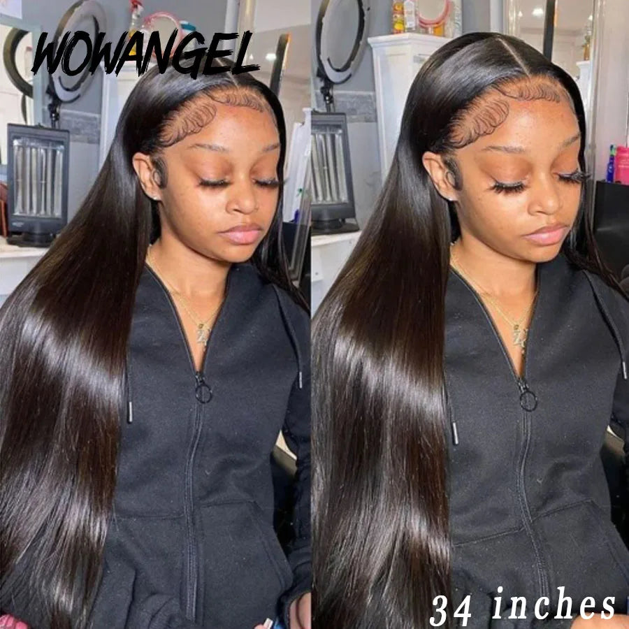 13x6 HD Full Lace Frontal Wigs 250% Invisible HD Lace Front Human Hair Wigs  Straight Melt Skins Pre Plucked Brazilian Hair Wig