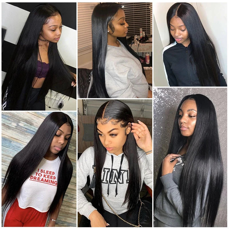 13x6 HD Full Lace Frontal Wigs 250% Invisible HD Lace Front Human Hair Wigs  Straight Melt Skins Pre Plucked Brazilian Hair Wig