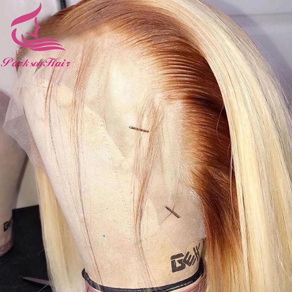 Blonde Colored Human Hair Wig 13x6 13x4 Transparent Lace Front Wig For Women PrePlucked Blonde Human Hair Wig With Dark Root