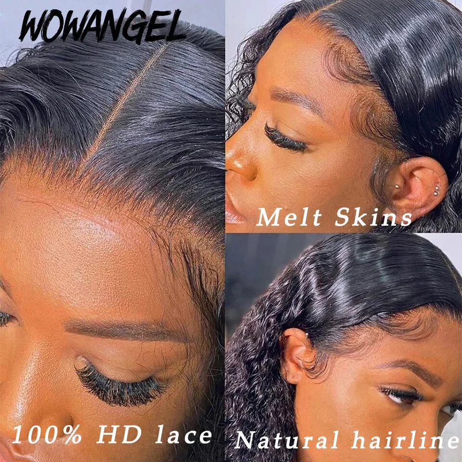 Wow Angel HD Lace Frontal Wigs 250% 13X6 Lace Front Wigs Water Wave HD Lace Closure Curly Wig Full Lace Human Hair Wig For Woman